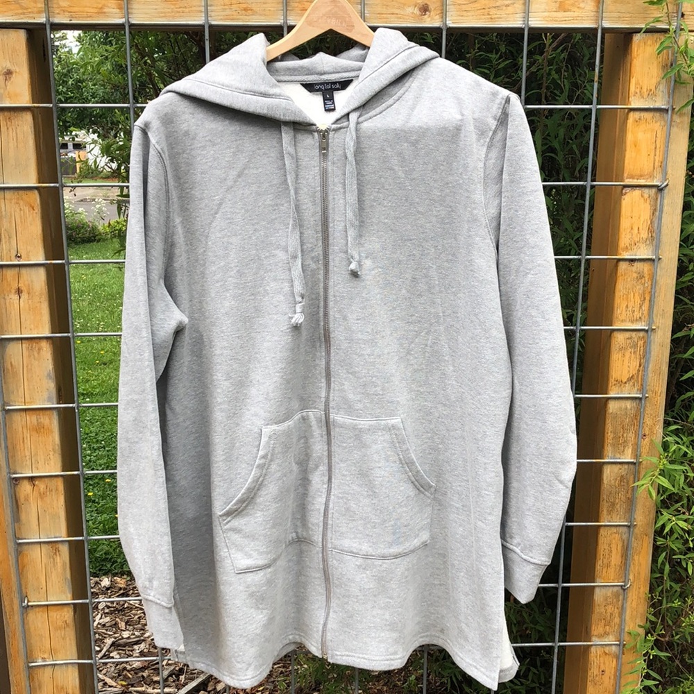 Long tall sally gray hooded long sweatshirt size L